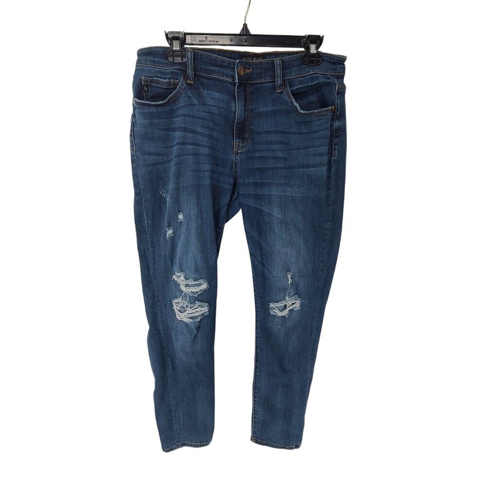 Judy Blue Women's Distressed Boyfriend Fit Denim Jeans Blue Size 11/30